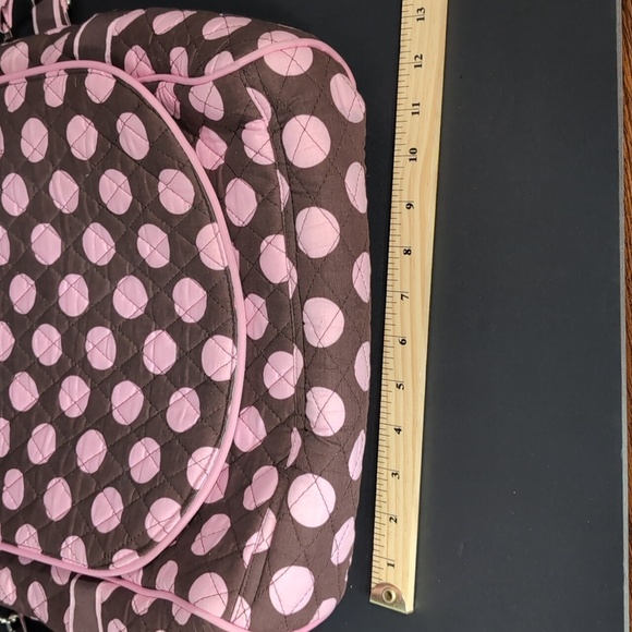 Belvah Beauty and Quality Pink/Brown Polkadot Quilted Tote Bag/Messenger Bag. - Picture 13 of 15
